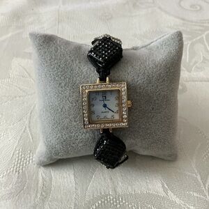 Daniel Mohsin Black Women’s Rhinestones Gold Tone Watch